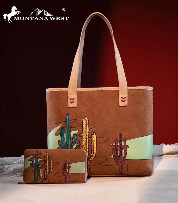 MONTANAWEST BAGS :: WESTERN PURSES :: Wholesale Montana West Cactus Tote Wallet Set