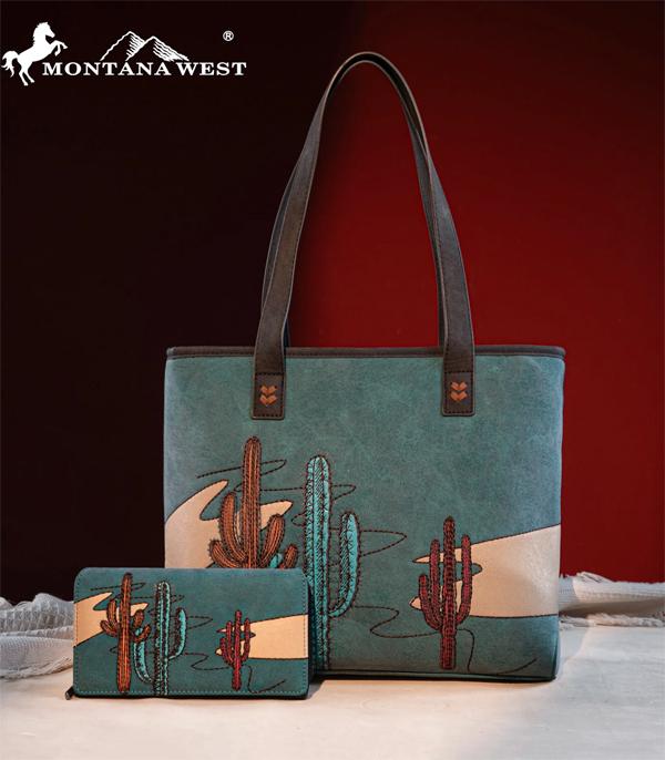 MONTANAWEST BAGS :: WESTERN PURSES :: Wholesale Montana West Cactus Tote Wallet Set