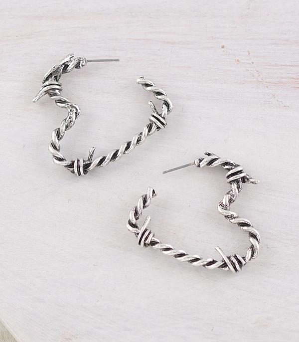 New Arrival :: Wholesale Western Barbwire Heart Earrings