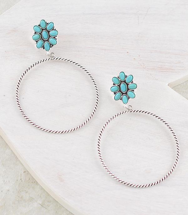 New Arrival :: Wholesale Western Turquoise Concho Hoop Earrings