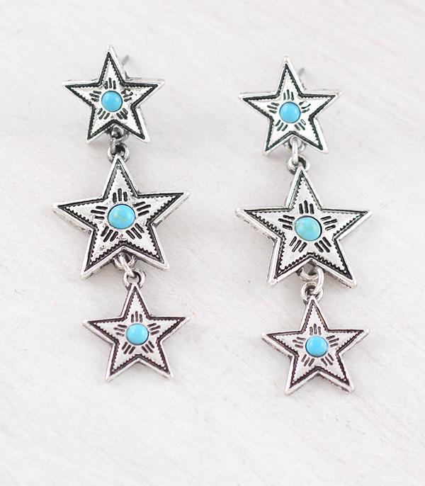 EARRINGS :: WESTERN POST EARRINGS :: Wholesale Western Turquoise Star Earrings