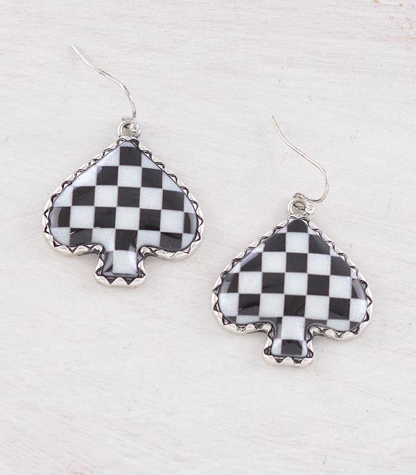 New Arrival :: Wholesale Western Checkered Ace Earrings