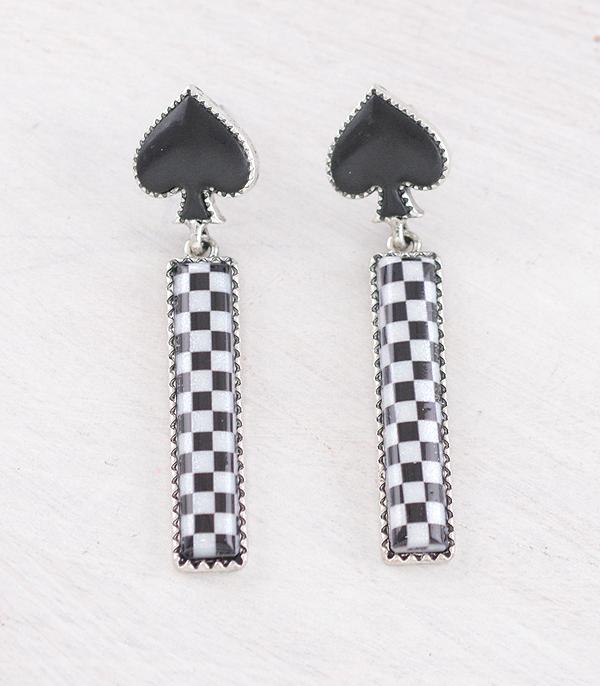 New Arrival :: Wholesale Western Checkered Ace Earrings