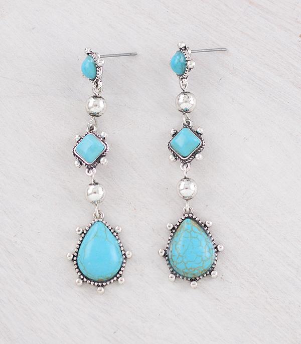 New Arrival :: Wholesale Western Turquoise Drop Earrings