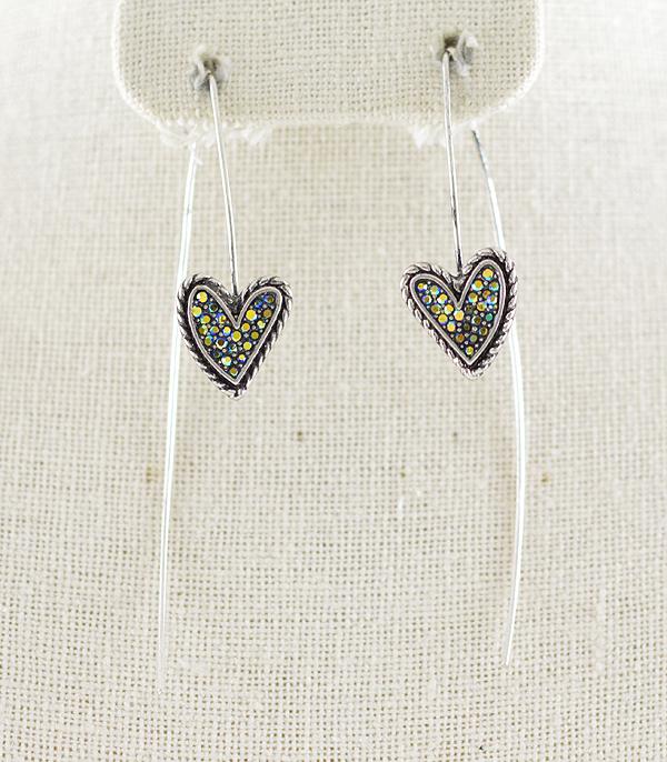 New Arrival :: Wholesale Rhinestone Heart Threader Earrings