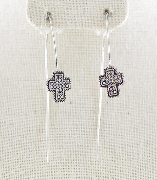 WHAT'S NEW :: Wholesale Rhinestone Cross Threader Earrings