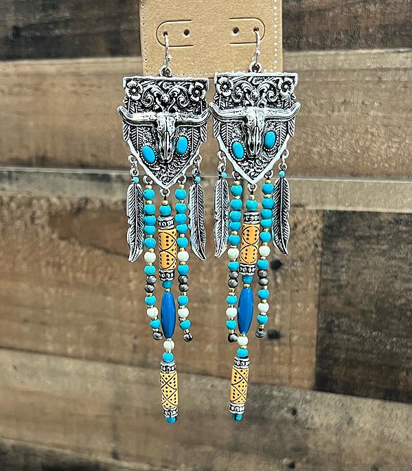 WHAT'S NEW :: Wholesale Western Steer Skull Statement Earrings