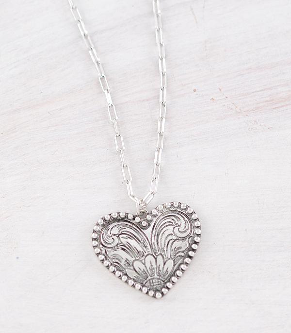 New Arrival :: Wholesale Western Tooling Heart Necklace