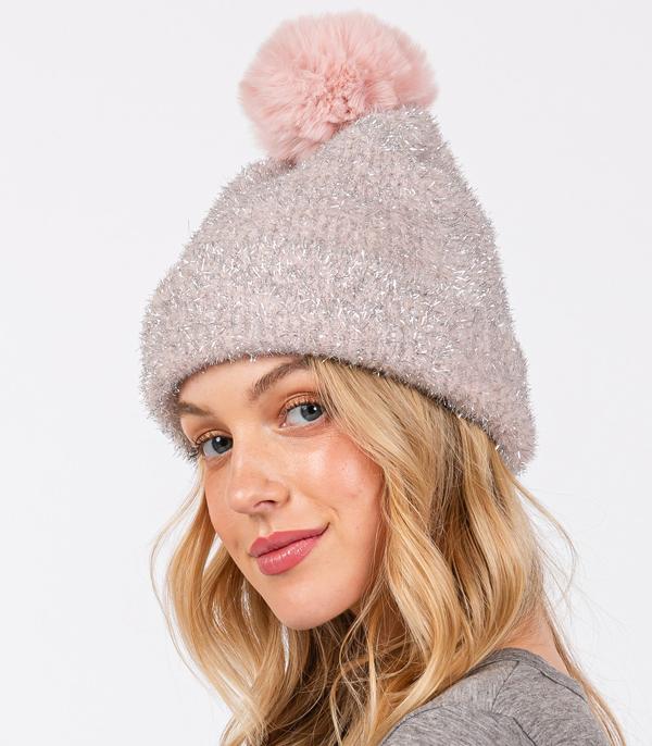 New Arrival :: Wholesale Lurex Mixed Pom Pom Beanie