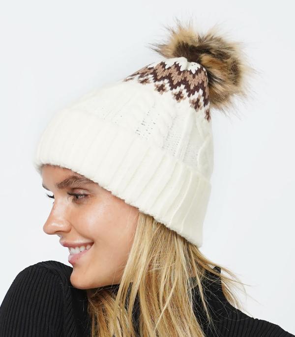 New Arrival :: Wholesale Aztec Pom Pom Beanie