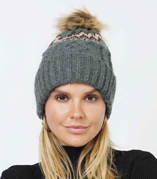 New Arrival :: Wholesale Aztec Pom Pom Beanie