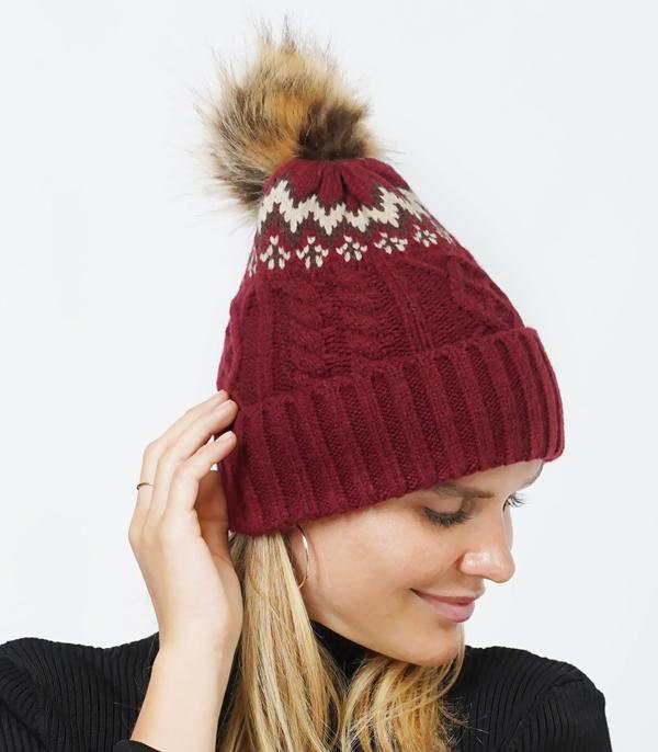 New Arrival :: Wholesale Aztec Pom Pom Beanie