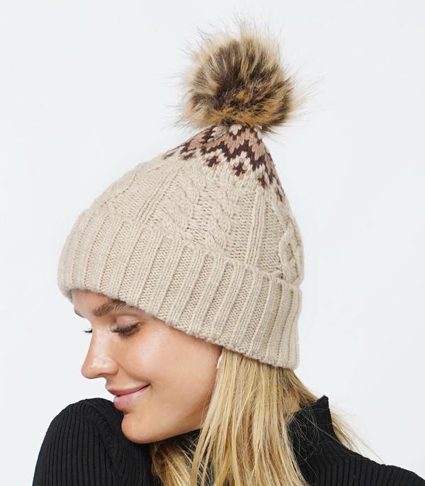 New Arrival :: Wholesale Aztec Pom Pom Beanie