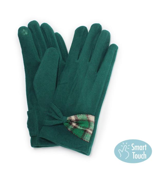 New Arrival :: Wholesale Smart Touch Plaid Ribbon Gloves