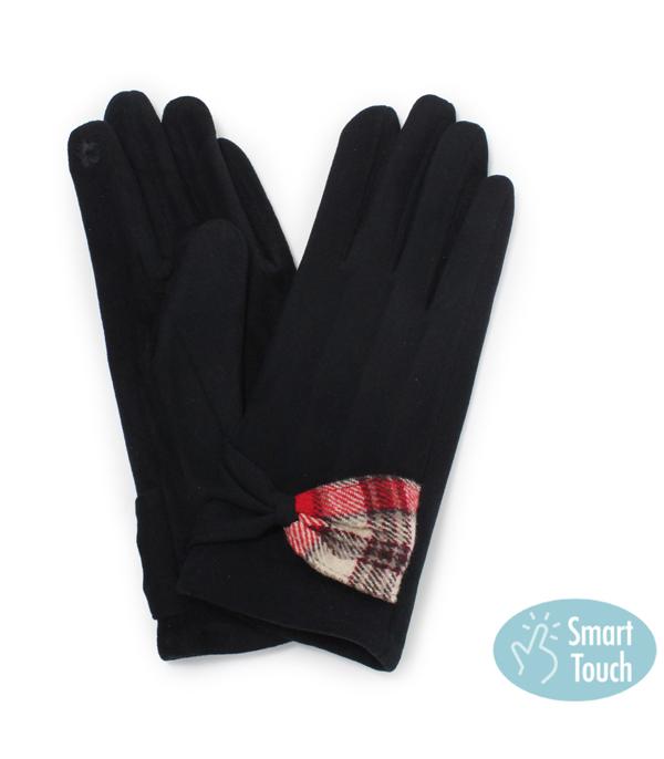 New Arrival :: Wholesale Smart Touch Plaid Ribbon Gloves