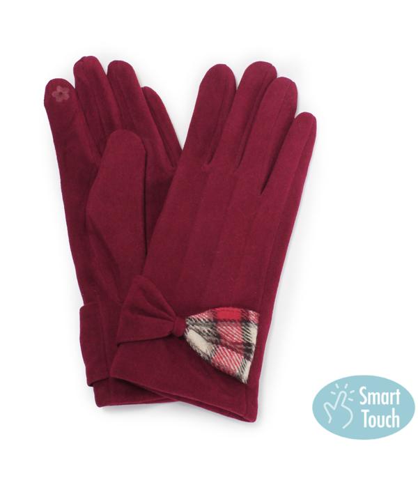 <font color=GREEN>HOLIDAYS</font> :: SOCKS I GLOVES :: Wholesale Smart Touch Plaid Ribbon Gloves