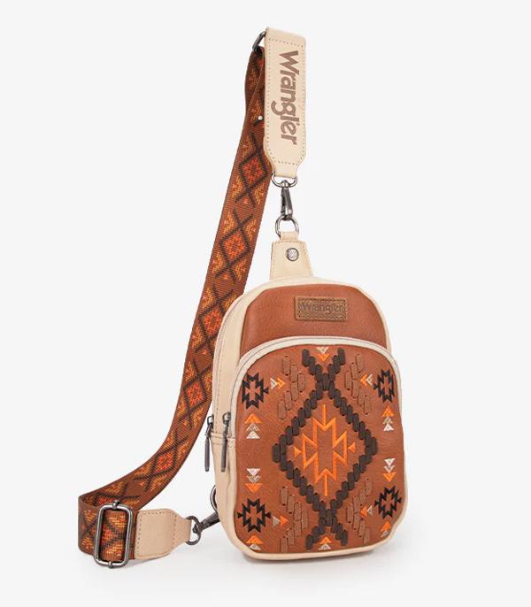 HANDBAGS :: BACKPACK l SLING BAG :: Wholesale Wrangler Aztec Embroidered Sling Bag