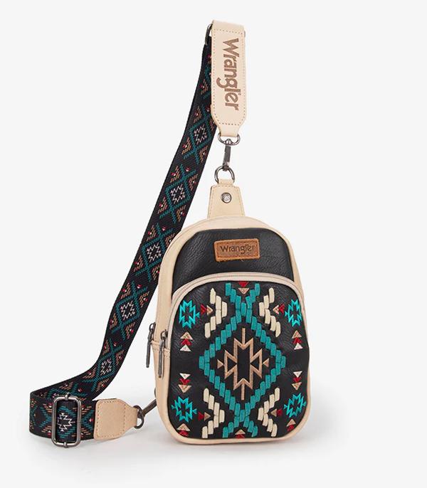 HANDBAGS :: BACKPACK l SLING BAG :: Wholesale Wrangler Aztec Embroidered Sling Bag