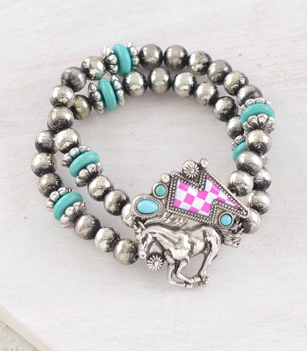 New Arrival :: Wholesale Western Horse Checkered Bracelet Set