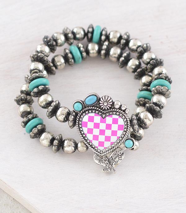 New Arrival :: Wholesale Western Checkered Heart Bracelet