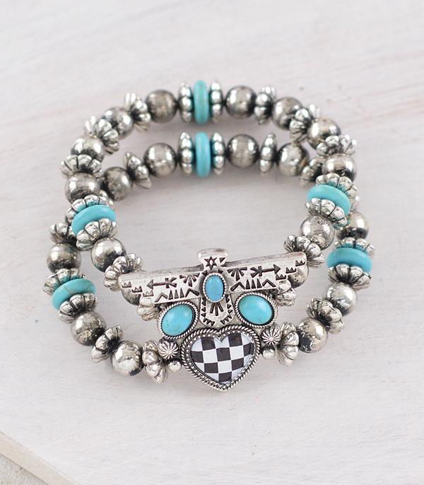 BRACELETS :: STRETCH :: Wholesale Western Checkered Thunderbird Bracelet