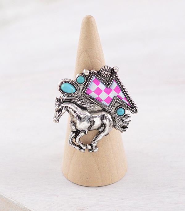 RINGS :: Wholesale Western Checkered Horse Ring