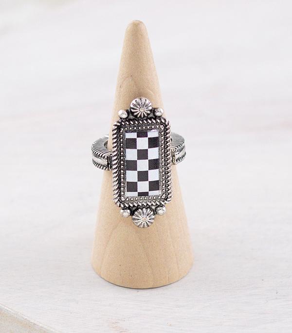 RINGS :: Wholesale Western Checkered Concho Ring