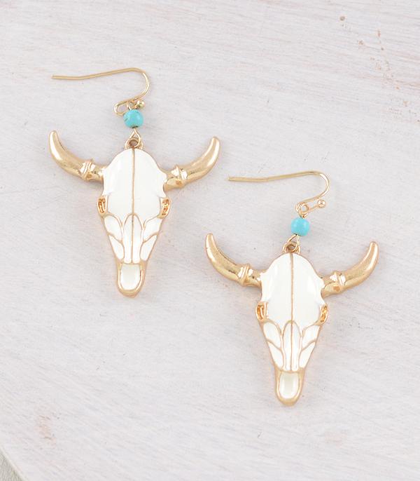 EARRINGS :: WESTERN HOOK EARRINGS :: Wholesale Western Steer Skull Earrings