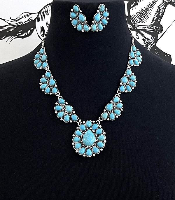 New Arrival :: Wholesale Western Turquoise Statement Necklace Set