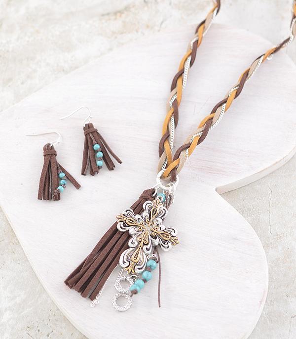 NECKLACES :: WESTERN TREND :: Wholesale Cross Pendant Long Necklace Set