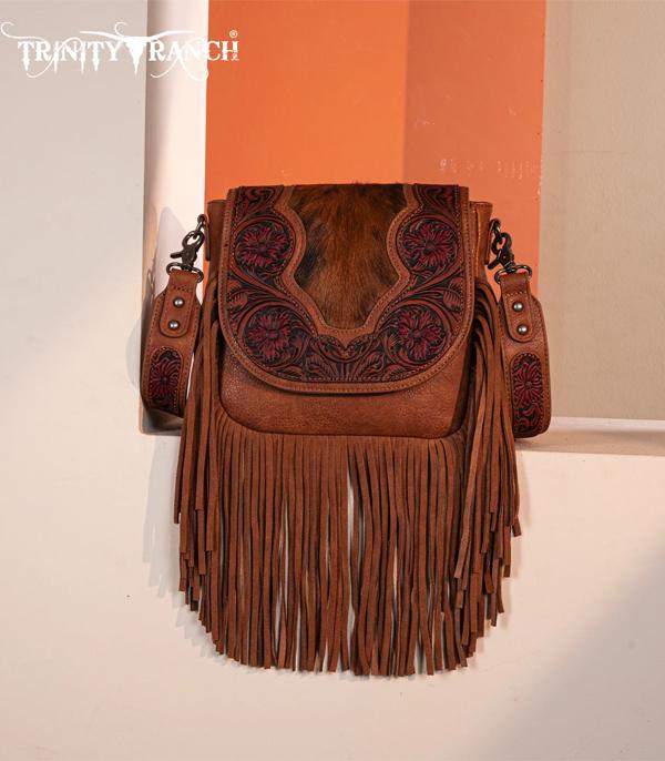 MONTANAWEST BAGS :: TRINITY RANCH BAGS :: Wholesale Trinity Ranch Tooled Cowhide Crossbody 