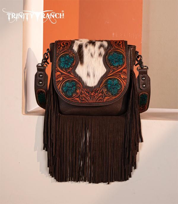 MONTANAWEST BAGS :: TRINITY RANCH BAGS :: Wholesale Trinity Ranch Tooled Cowhide Crossbody 