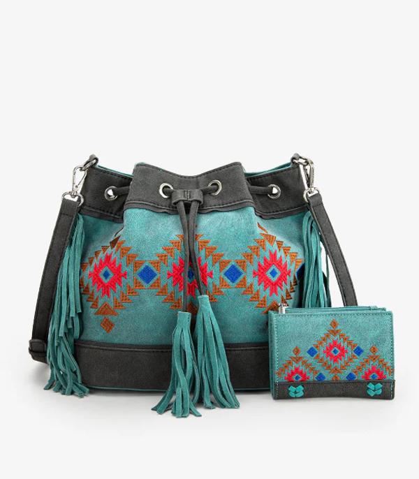 New Arrival :: Wholesale Montana West Aztec Fringe Bucket Bag Set