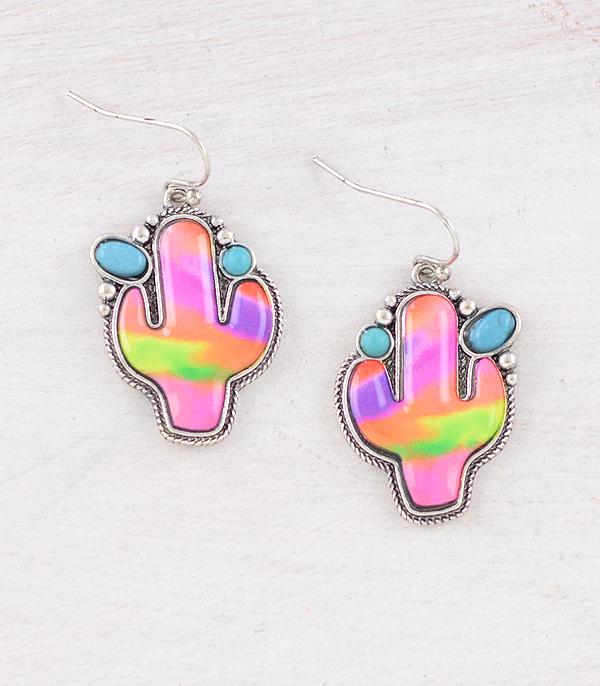 New Arrival :: Wholesale Western Neon Cactus Earrings