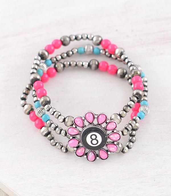 New Arrival :: Wholesale Western Eight Ball Concho Bracelet Set