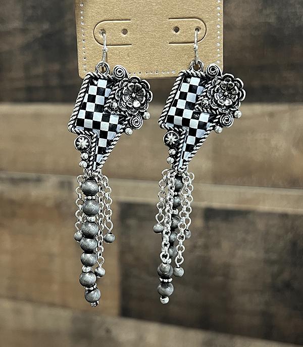 New Arrival :: Wholesale Western Checkered Bolt Navajo Earrings