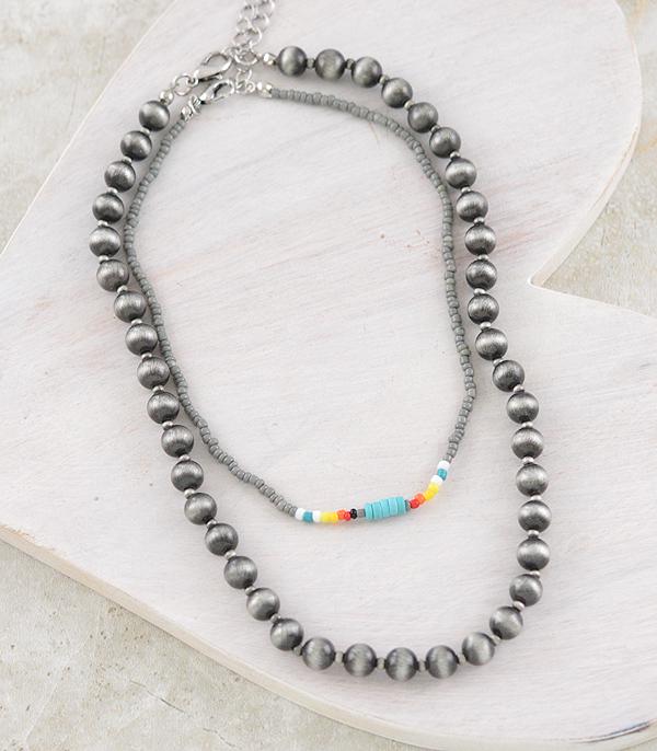 New Arrival :: Wholesale Navajo Pearl Bead Layered Necklace