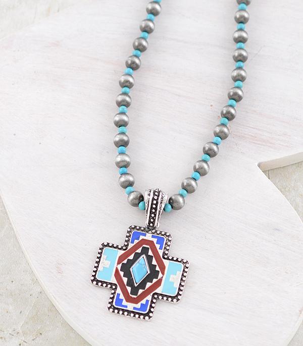 New Arrival :: Wholesale Western Aztec Cross Pendant Necklace