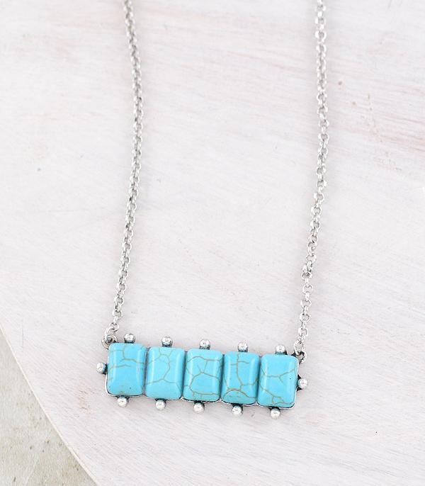 NECKLACES :: CHAIN WITH PENDANT :: Wholesale Western Turquoise Bar Necklace