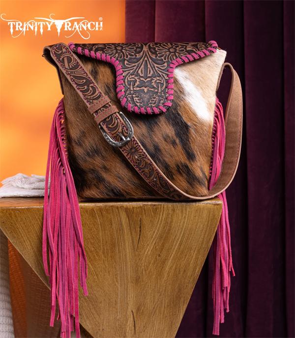 MONTANAWEST BAGS :: TRINITY RANCH BAGS :: Wholesale Cowhide Tooled Fringe Shoulder Bag