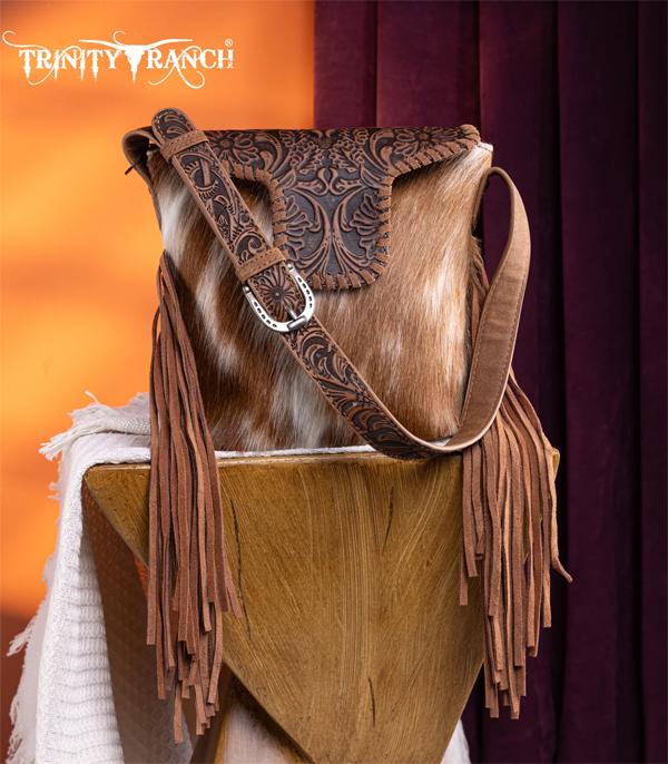 MONTANAWEST BAGS :: TRINITY RANCH BAGS :: Wholesale Cowhide Tooled Fringe Shoulder Bag