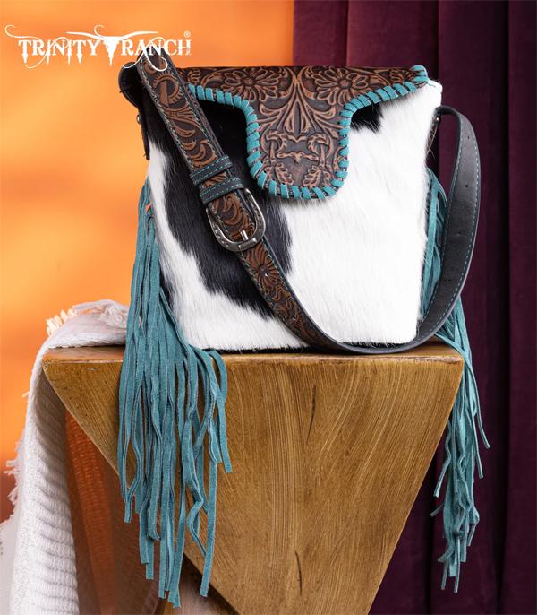 MONTANAWEST BAGS :: TRINITY RANCH BAGS :: Wholesale Cowhide Tooled Fringe Shoulder Bag