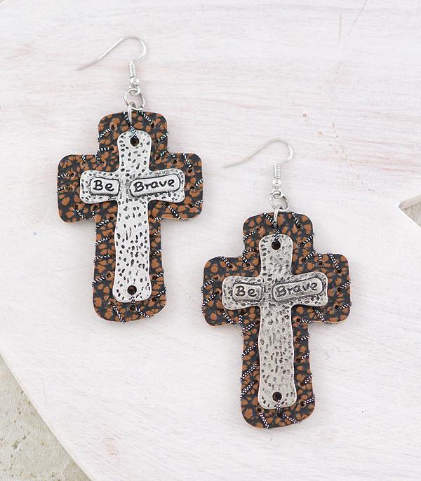 EARRINGS :: WESTERN HOOK EARRINGS :: Wholesale Be Brave Cross Earrings