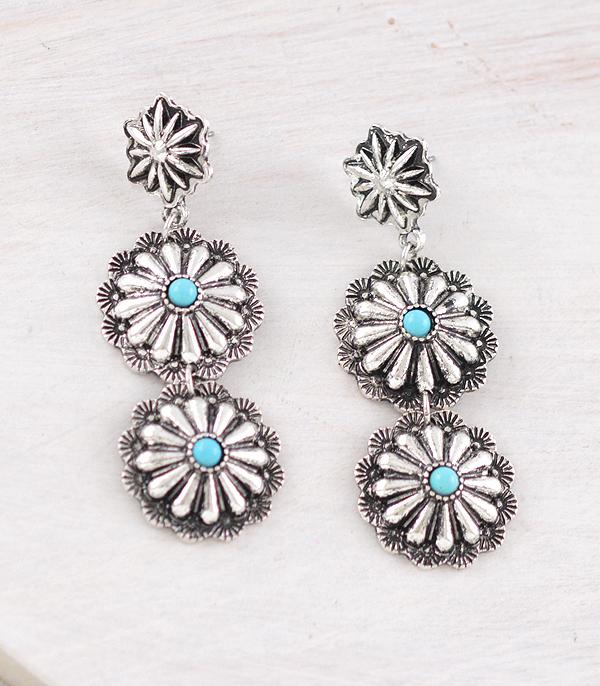 EARRINGS :: WESTERN POST EARRINGS :: Wholesale Western Concho Drop Earrings