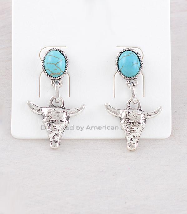 New Arrival :: Wholesale Western Steer Skull Dangle Earrings