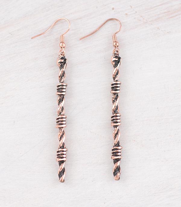 EARRINGS :: WESTERN HOOK EARRINGS :: Wholesale Western Barbwire Drop Earrings