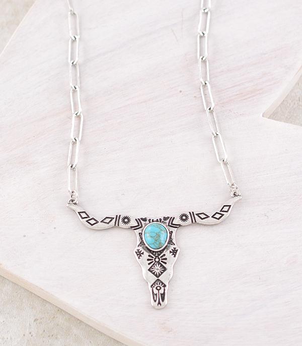 New Arrival :: Wholesale Western Steer Skull Necklace