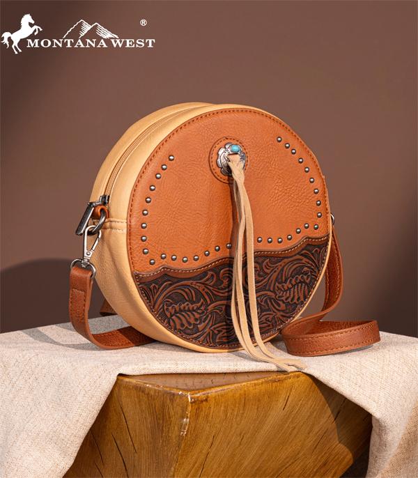 MONTANAWEST BAGS :: CROSSBODY BAGS :: Wholesale Montana West Tooled Circle Crossbody Bag