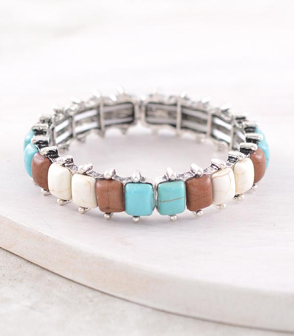 BRACELETS :: STRETCH :: Wholesale Western Semi Stone Bangle Bracelet