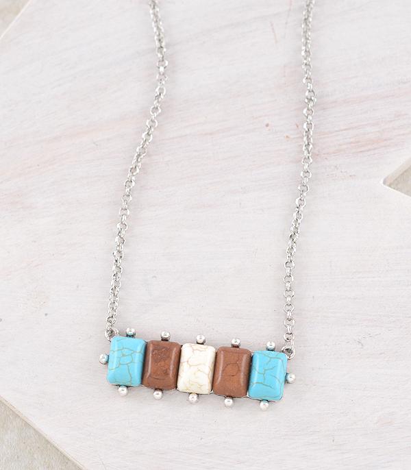 NECKLACES :: CHAIN WITH PENDANT :: Wholesale Western Semi Stone Bar Necklace